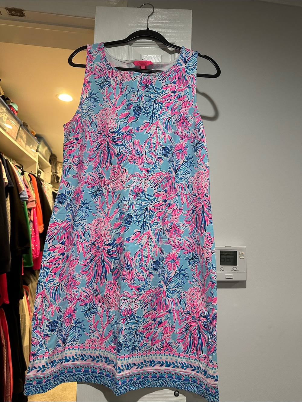 Lilly Pulitzer Sleeveless Coral Reef Print Dress in Blue and Pink